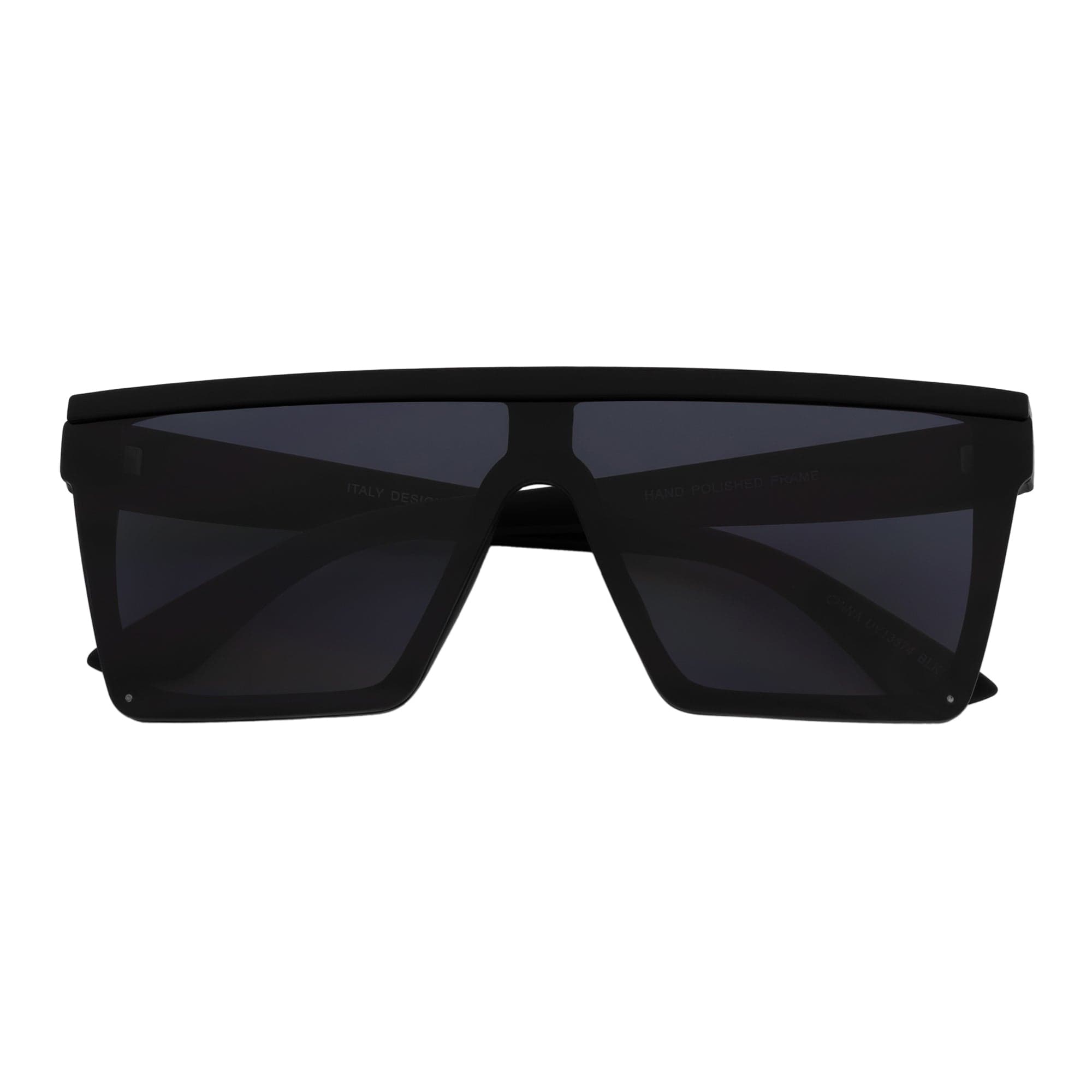LAZER - Flat Top Rimless Rectangle Sunglasses Soft Matte Black Dark Smoke