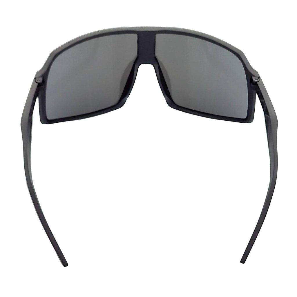 SENTRY - Large Shield Sunglasses Matte Black Blue Mirror