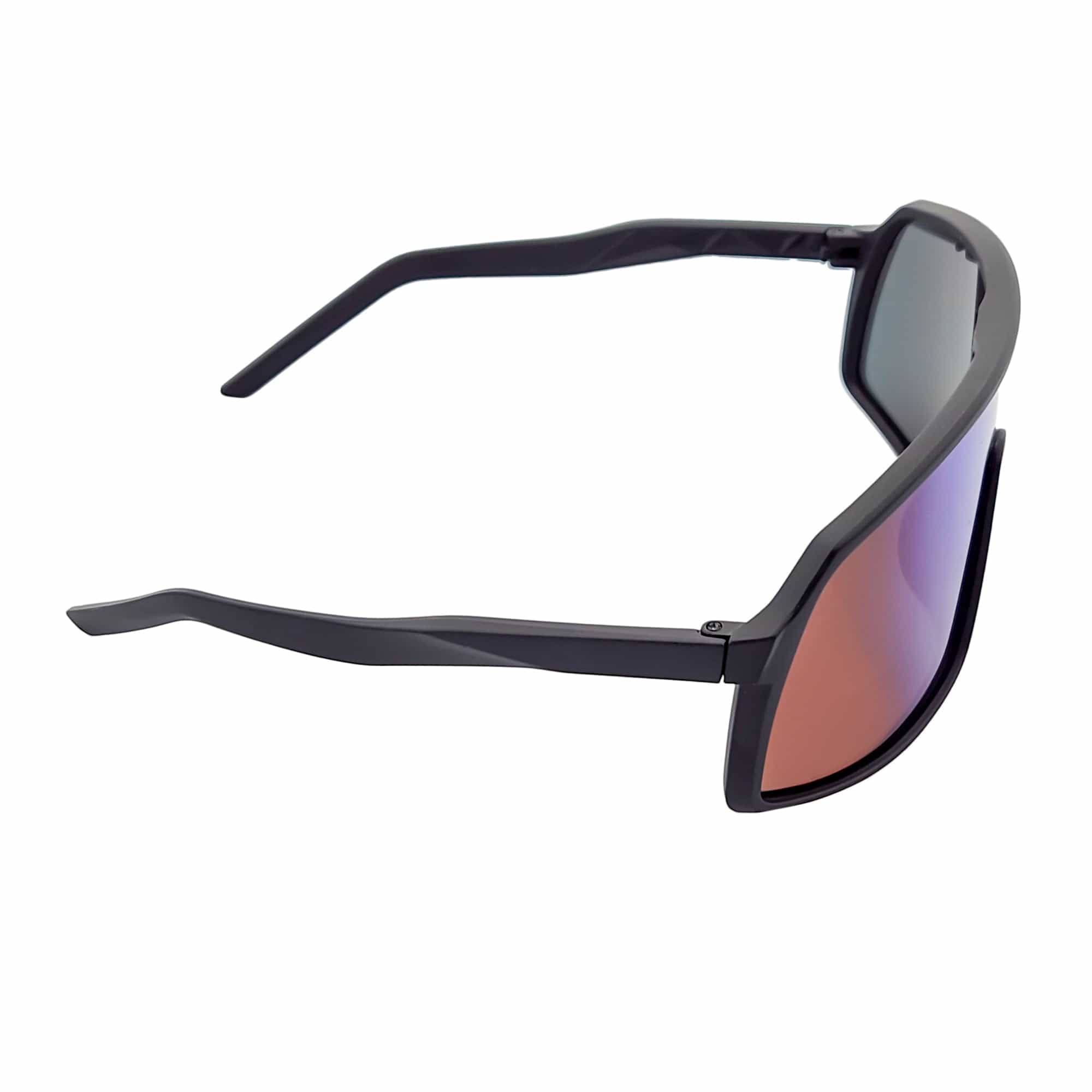 SENTRY - Large Shield Sunglasses Matte Black Green-Blue Mirror
