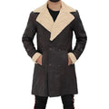 Superfly Mens Brown Shearling Sherpa Collar Coat
