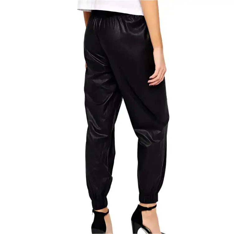 Women’s Black Leather Joggers Leather Pants