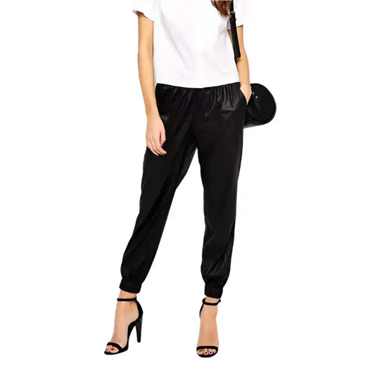 Women’s Black Leather Joggers Leather Pants